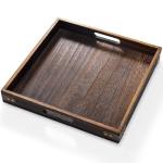 Square Wood Serving Tray with Handles, 13" x 13