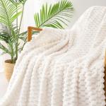 Ivory Fleece Throw Blanket for Cozy Couches