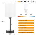 Minimalist Bedside Lamp with USB Ports and AC Outlet