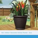 Brown Resin Wicker Planter for Indoor/Outdoor Use