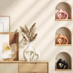 Heart-Shaped White Ceramic Vases Set of 2