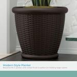 Brown Resin Wicker Planter for Indoor/Outdoor Use