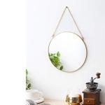 Gold Round Hanging Mirror with Chain Decor