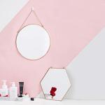 Gold Round Hanging Mirror with Chain Decor