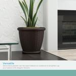 Brown Resin Wicker Planter for Indoor/Outdoor Use