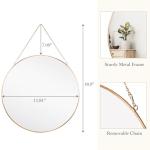 Gold Round Hanging Mirror with Chain Decor