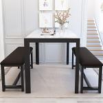 Minimalist Marble Dining Table Set with Benches