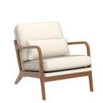Beige Mid-Century Modern Accent Chair with Pillow