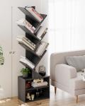 6-Tier Tree Bookshelf with Storage Cabinet, Black