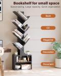 6-Tier Tree Bookshelf with Storage Cabinet, Black