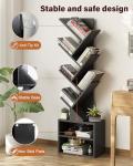 6-Tier Tree Bookshelf with Storage Cabinet, Black