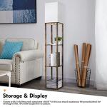Modern Wood Floor Lamp with Shelves and Bulb