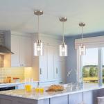 Brushed Nickel Modern Farmhouse Pendant Lights - 2 Pack