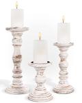 White Rustic Candle Holders - 3 Piece Set