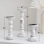 White Rustic Candle Holders - 3 Piece Set