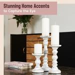 White Rustic Candle Holders - 3 Piece Set