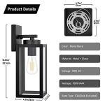 Modern Matte Black Outdoor Wall Lanterns - 2-Pack