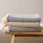 Double Diamond Woven Throw Blanket, 50x60, Stone