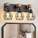 Rustic 3-Light Wood Vanity Light Fixture