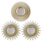 Set of 3 Round Gold Wall Mirrors