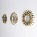 Set of 3 Round Gold Wall Mirrors