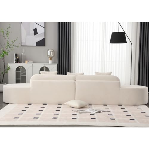 Beige Modular Curved Sectional Sofa with Pillows
