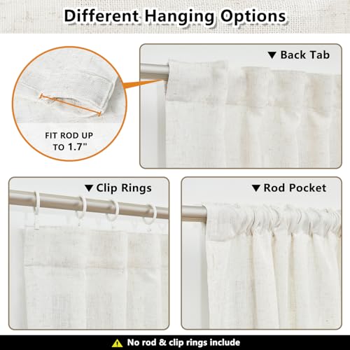 MYSKY HOME Natural Linen Half-Transparent Curtains