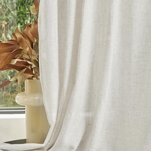 MYSKY HOME Natural Linen Half-Transparent Curtains