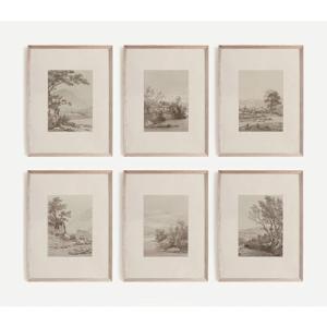 Set of 6 Neutral Vintage Botanical Wall Art
