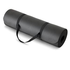 Extra Thick Yoga Mat with Carrying Strap, Black
