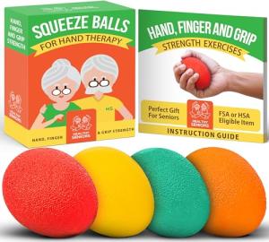Squeeze Balls for Senior Hand Therapy - Set of 4