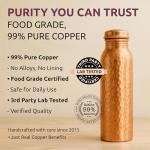 Pure Copper Water Bottle - 34 Oz, Leak-Proof