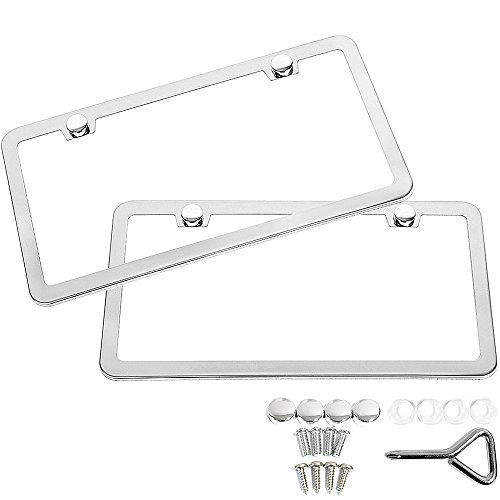 Set of 2 Polished Stainless Steel License Plate Frames