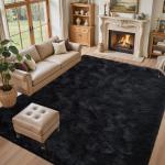 Soft Black Area Rug for Pets and Kids