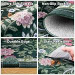 Floral Washable Area Rug - Soft & Non-Slip