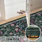 Floral Washable Area Rug - Soft & Non-Slip