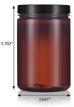 25 oz Large Refillable Amber Pet Jar - 6 Pack