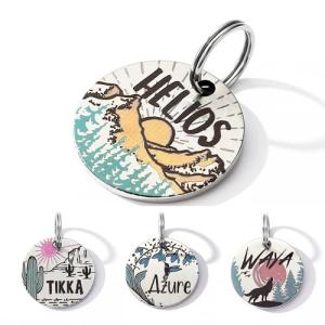 MYXGY Colorful Dog Tags Personalized, Engraved Dog Tags with Colored Printing for Pets, Customizable Cat Collar Holder Tag (Sunshine)