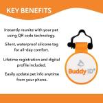 BuddyID BuddyBadge Silicone Pet Collar Tag with QR Code, Waterproof and Jingle-Free, Glow-in-The-Dark, Includes Lifetime Registration and Customizable Digital Profile, 1 Tag