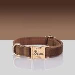 Velvet Harness Set, Gift for Pet Owners, Custom Dog Collar Personalized Name and Phone Number, Custom Collar and Leash for Dogs, Engraved Metal Buckle Collar (X-Large)