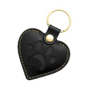 Pet Memorial Keychain & GPS Tracker Holder ｜ Heart Leather Fur Keepsake Locket｜Dog & Cat Sympathy Gift for Loss or New Puppy Essential｜Dog Remembrance Ornament ｜Black Cat Keychain(Single Pack-Black)