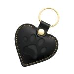 Pet Memorial Keychain & GPS Tracker Holder ｜ Heart Leather Fur Keepsake Locket｜Dog & Cat Sympathy Gift for Loss or New Puppy Essential｜Dog Remembrance Ornament ｜Black Cat Keychain(Single Pack-Black)