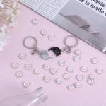 2pcs Cat Matching Keychains for Couples & BFFs, Double-Sided Cat Lover Keyrings with 26 Alphabet Charms Couples Keychains for Him Her Husband Wife Anniversary Wedding Valentine Gifts (Color 1)