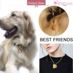 4EAELove Best Friend Bone Necklace Matching Bone BFF Engraved Keychain Collar Dog Human Jewelry Set Pet Lover Gift Rose Gold Plated Stainless Steel