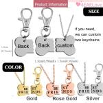 4EAELove Best Friend Bone Necklace Matching Bone BFF Engraved Keychain Collar Dog Human Jewelry Set Pet Lover Gift Rose Gold Plated Stainless Steel