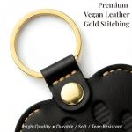 Pet Memorial Keychain & GPS Tracker Holder ｜ Heart Leather Fur Keepsake Locket｜Dog & Cat Sympathy Gift for Loss or New Puppy Essential｜Dog Remembrance Ornament ｜Black Cat Keychain(Single Pack-Black)