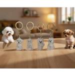 4 Pack Dog Hair Keychain | Set for pet - Keepsake Bottle to Preserve Fur | Memorial Gift for Pet, Pet Lover Accessory
