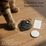 Pet Memorial Keychain & GPS Tracker Holder ｜ Heart Leather Fur Keepsake Locket｜Dog & Cat Sympathy Gift for Loss or New Puppy Essential｜Dog Remembrance Ornament ｜Black Cat Keychain(Single Pack-Black)