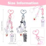 Ouligay 2 Pcs Fuzzy Cat Keychain,Cute Key Chain Charms,Y2k Keychain,Kawaii Matching Keychains with star,Fuzzy Kitty Cat Decor for Cat Lover,Gift for Women Backpack Purse(Gray White)
