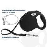 CROWN PAWS 16ft Retractable Dog Leash for Large Breed Dogs up to 110 lbs with a Detachable Chew Proof Extender Wire Ropes (Black L)